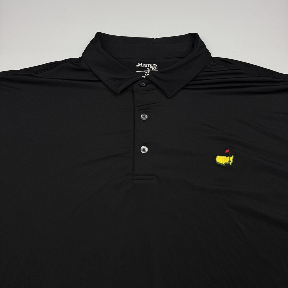 Masters Tech Golf Polo Shirt Mens 2XL Black Performance Augusta National Logo